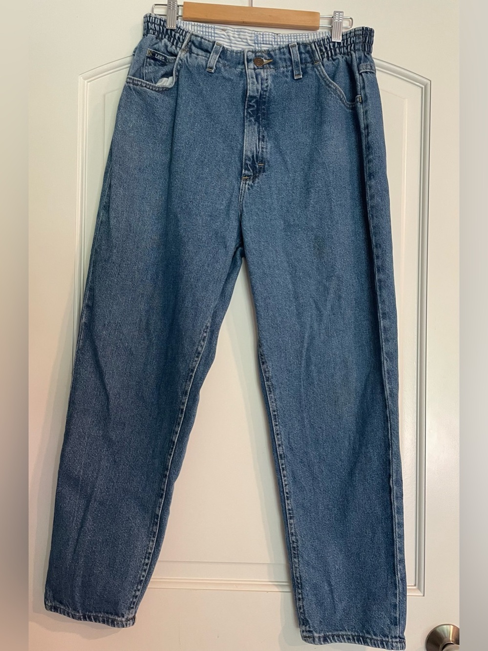 Vintage Lee Jeans Relaxed Fit High Rise Blue Medium Wash Elastic Waist 90’s
